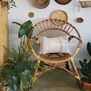 Ghế mây đơn tai thỏ, ghế đơn mây thư giãn, mây tre handmade tự nhiên, ghế mây đan trà, nội thất mây tre đan