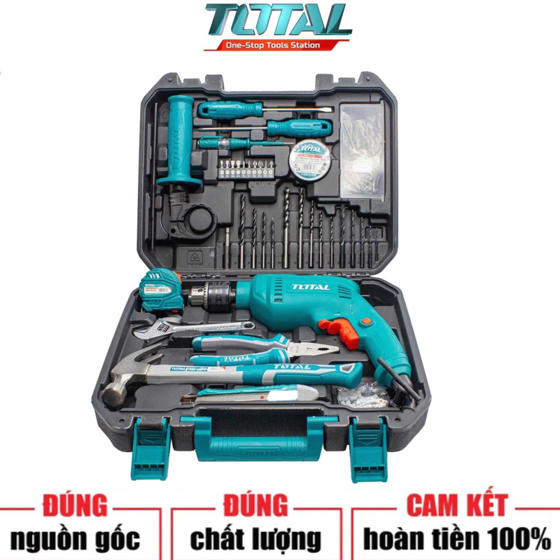 TOTAL Bộ 115 món bao gồm máy khoan búa TG1061356E THKTHP1152C