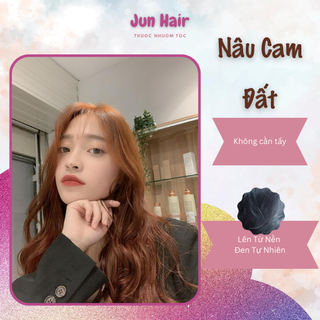 Combo Thuốc Nhuộm Tóc MÀU NÂU CAM ĐẤT  Nhuộm Tại Nhà Không Cần Tẩy (Tặng Kèm Oxi+Găng Tay+HDSD)