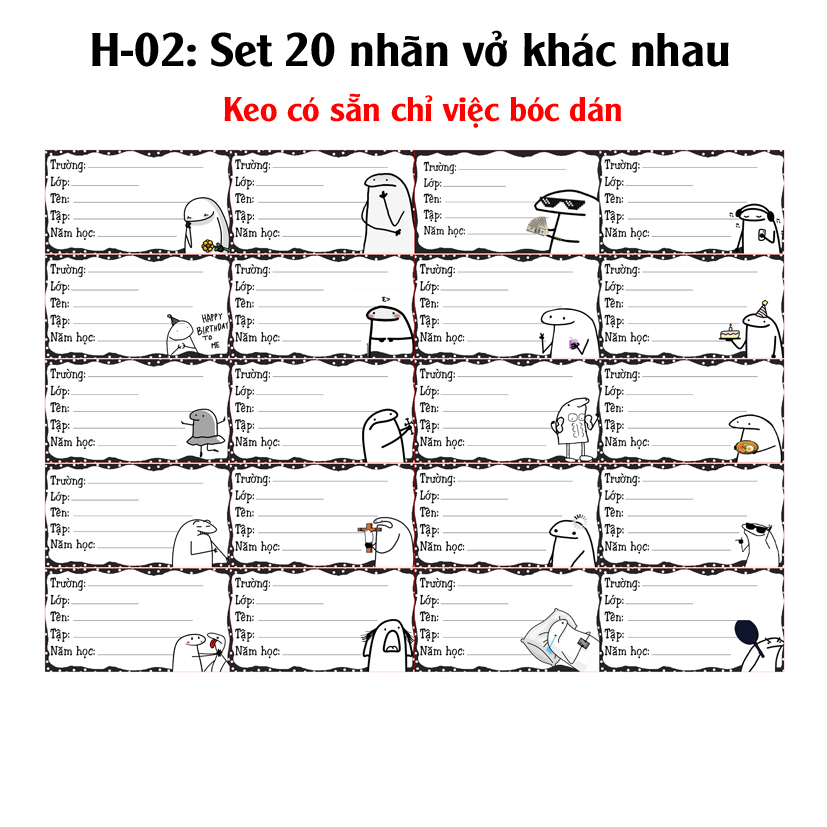 Nhãn vở Meme Người Que - Nhãn dán Meme Meme Người Que