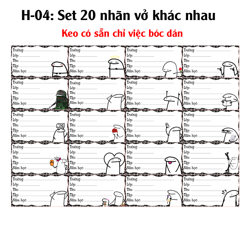 Nhãn vở Meme Người Que - Nhãn dán Meme Meme Người Que