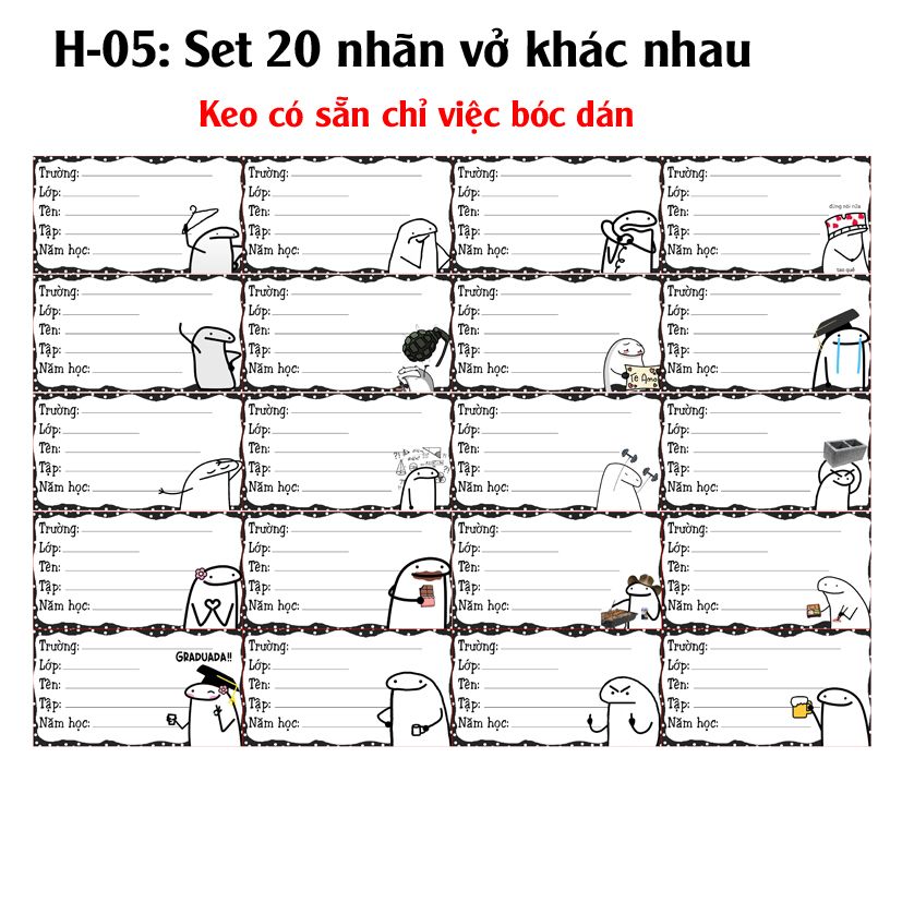 Nhãn vở Meme Người Que - Nhãn dán Meme Meme Người Que