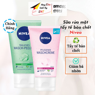 Sữa rửa mặt giảm bã nhờn Nivea Washcreme, tẩy da chết giúp dưỡng ẩm da hiệu quả <Hàng Đức 150ml>