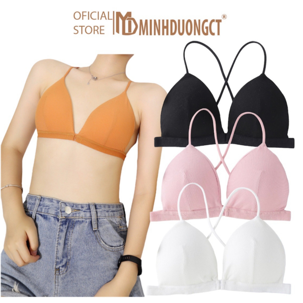 Áo Bra nữ cài trước mút mỏng, nâng ngực vừa- Áo Bra gân cài trước dây mảnh