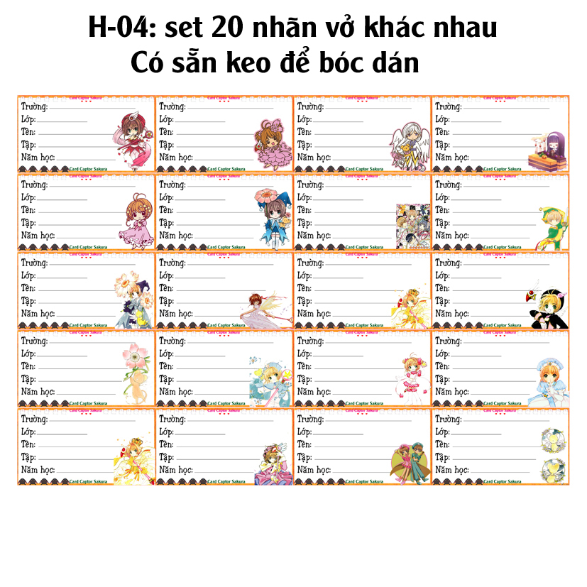 Nhãn vở card_captor_sakura - Nhãn dán card_captor_sakura