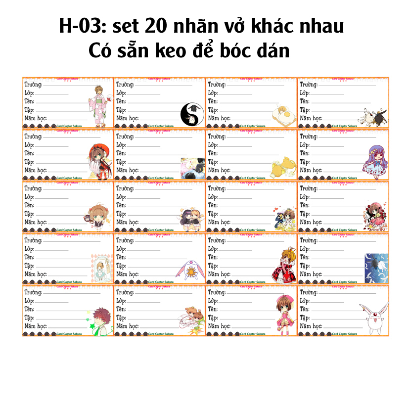 Nhãn vở card_captor_sakura - Nhãn dán card_captor_sakura