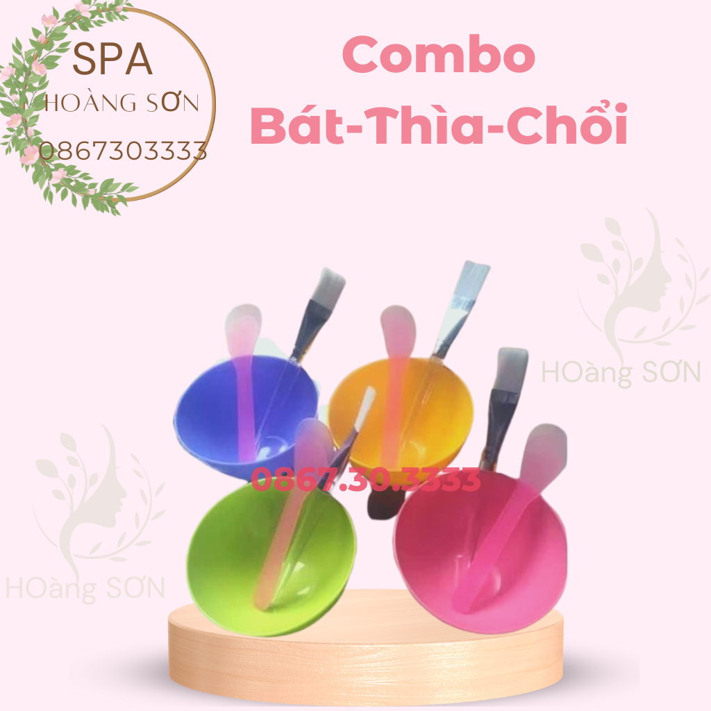 Bộ Bát Thìa Chổi Đắp Mặt Nạ Bằng Silicon Siêu Bền Siêu Rẻ