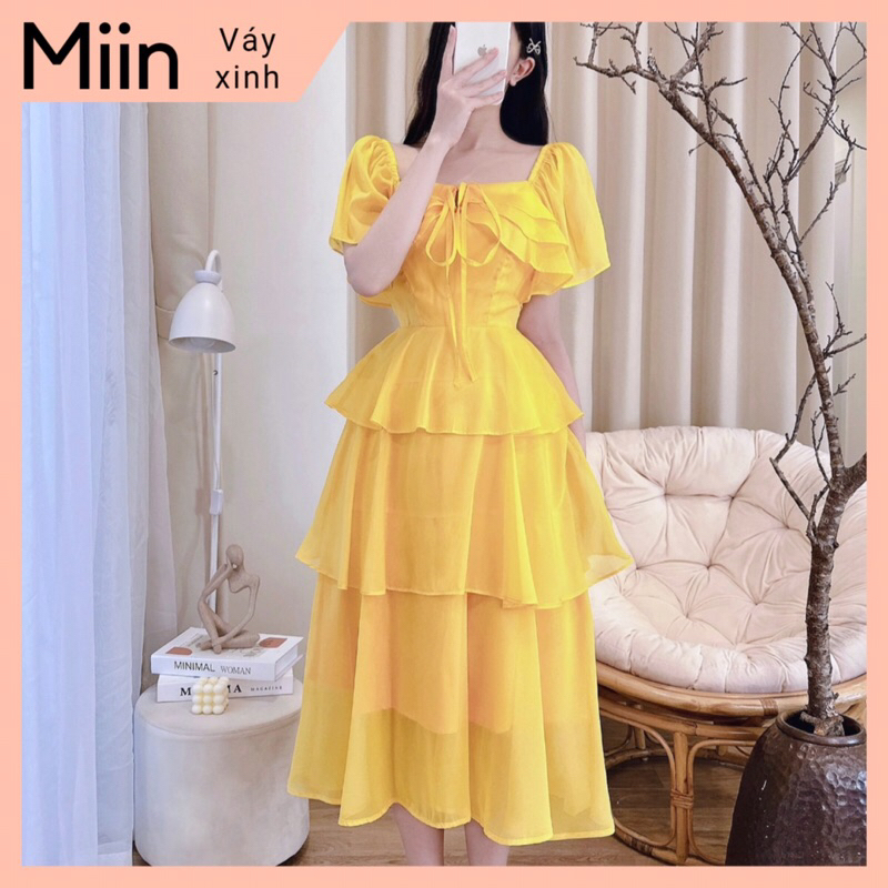 Váy tơ 3 tầng bèo ngực