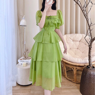 Váy tơ 3 tầng bèo ngực