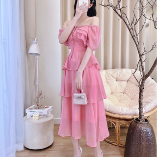 Váy tơ 3 tầng bèo ngực
