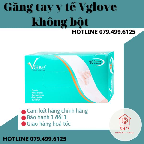 ❗️GIÁ TỐT NHẤT❗️Găng Tay Cao Su Y Tế Vglove Latex Có Bột Phủ Hộp 100 chiếc