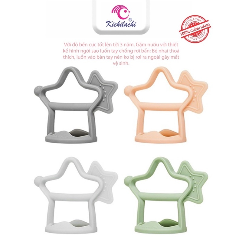 Gặm nướu silicon moyum - kichi ngôi sao, đồ chơi gặm nướu có quai cầm