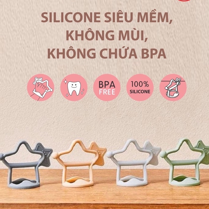 Gặm nướu silicon moyum - kichi ngôi sao, đồ chơi gặm nướu có quai cầm