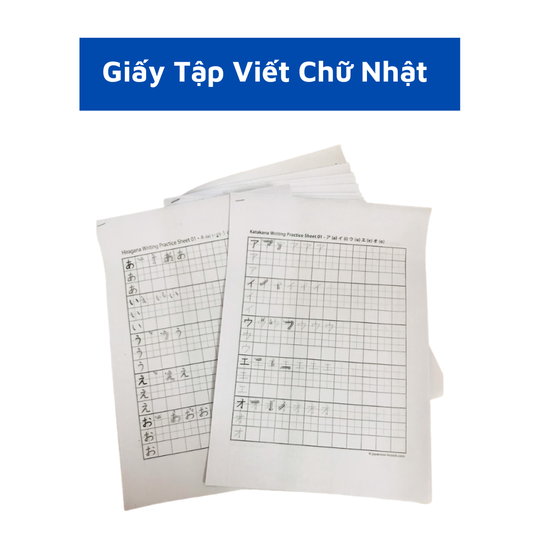 Tập luyện viết 2 bảng chữ cái Hiragana và Katakana, có kèm giấy trắng để tập viết thêm