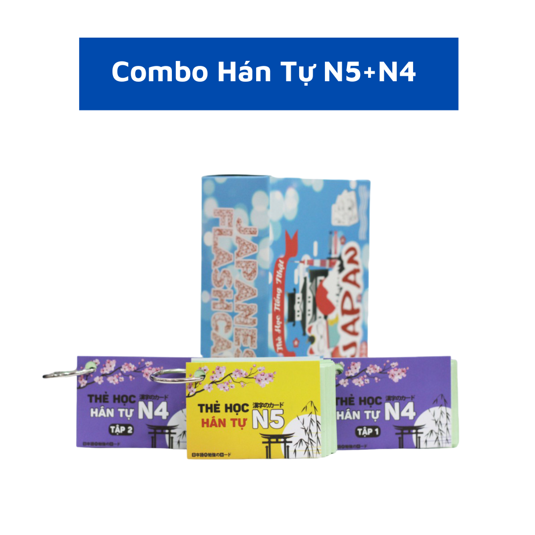COMBO Thẻ Học Hán Tự N4 N5 - Flashcards Kanji N4 N5 Tái Bản Mới Nhất