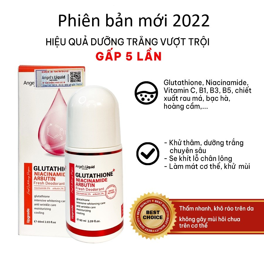 Lăn Nách Angel s Liquid Mờ Thâm Dưỡng Trắng Da Khử Mùi Angel's Liquid Glutathione plus Niacinamide Fresh Deodorant 60ml