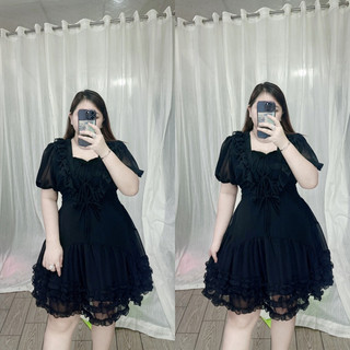 [Bigsize 60-85kg] Đầm voan 3 bèo
