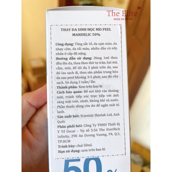 Thay da sinh học xóa nám, sáng da &  ngừa lão hóa MD:CEUTICALS MD: PEEL MANDELIC 50%