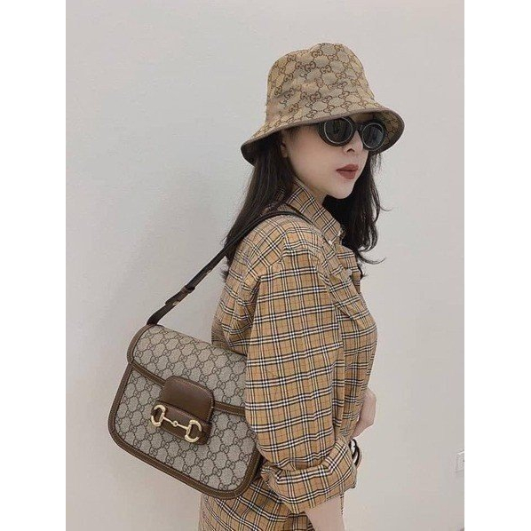 Mũ bucket thời trang GC05 Unisex cực hot nam nữ- GU THÊU NỔI ĐÔI VIỀN DA CAO CẤP