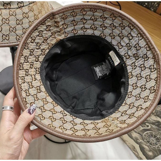 Mũ bucket thời trang GC05 Unisex cực hot nam nữ- GU THÊU NỔI ĐÔI VIỀN DA CAO CẤP