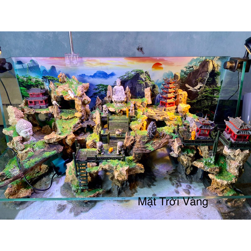 Tháp chùa 5 tầng mini siêu độc đáo - phụ kiện trang trí bể cá, tiểu cảnh, sân vườn, hòn non bộ