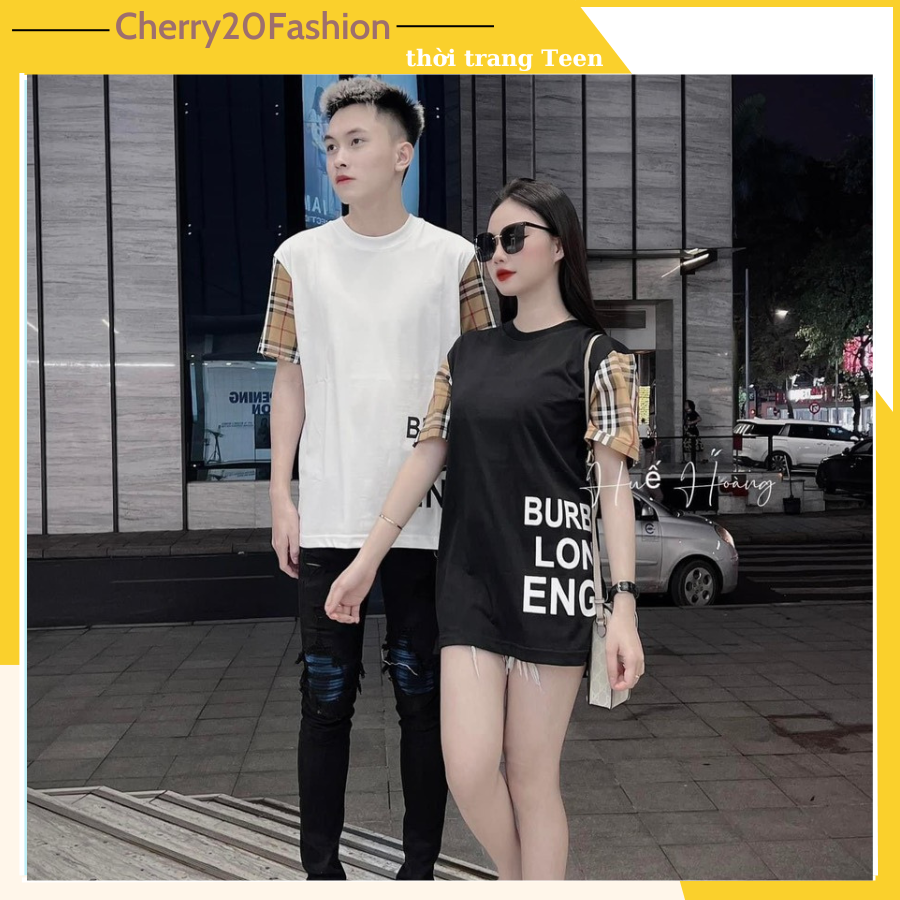 Áo Phông cộc tay nam, nữ unisex, áo thun tay lỡ hoạt tiết kẻ tay BBR thời trang, hot hit