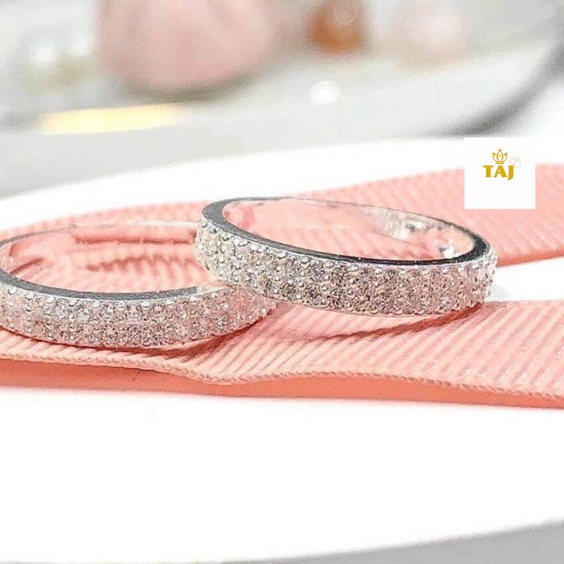 Nhẫn bạc 2 hàng đá siêu xinh, Bạc ta 100%- Bạc TAJ