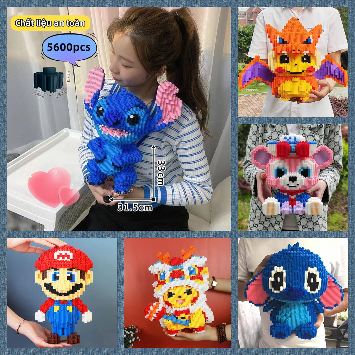 Lắp ráp đồ chơi lắp ráp đồ chơi mô hình lắp ráp Bộ Đồ Chơi Lắp Ráp Hình Pikachu Cỡ Lớ[ 35CM ]