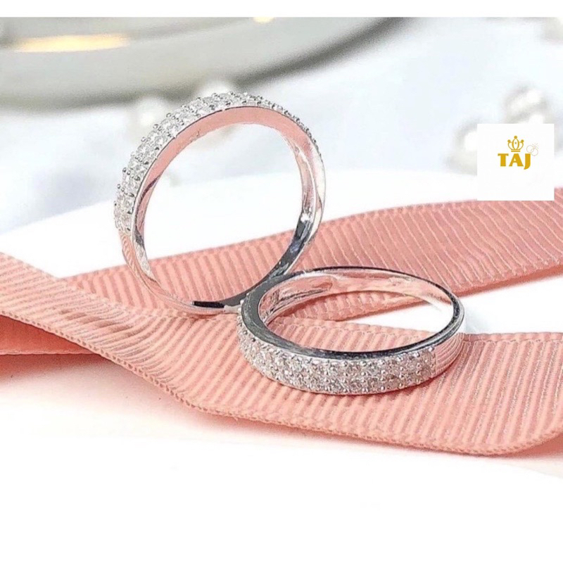 Nhẫn bạc 2 hàng đá siêu xinh, Bạc ta 100%- Bạc TAJ