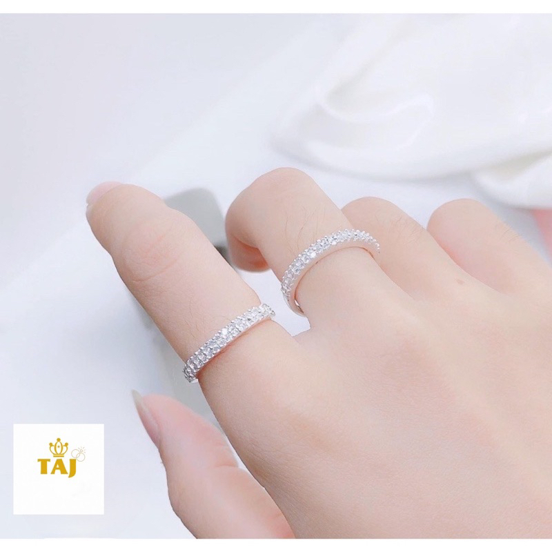 Nhẫn bạc 2 hàng đá siêu xinh, Bạc ta 100%- Bạc TAJ