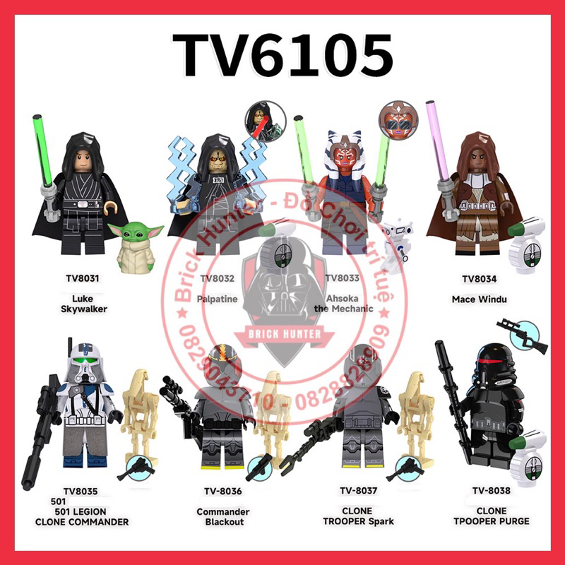 TV6105 Star Wars minifigures mô hình lắp ráp nhân vật Jedi robot lính clonetrooper phim chiến tranh giữa các vì sao