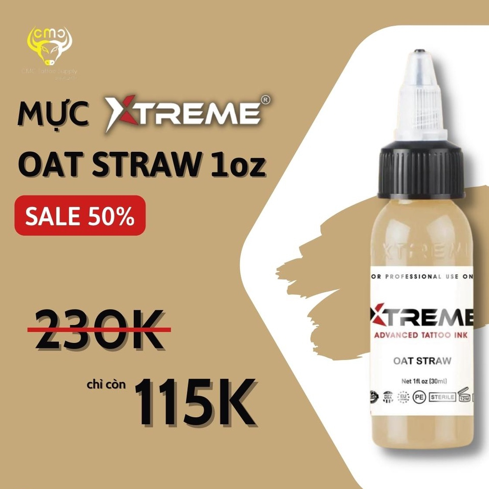 Mực xăm Xtreme Oat Straw (vàng xám nhạt) 1oz chính hãng xăm hình - CMC Tattoo Supply