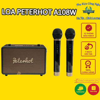 Loa Karaoke Bluetooth Peterhot A108W Kèm 2 Mic Không Dây Nghe Nhạc Cực Đã Âm Bass Cực Mạnh Thiết Kế Mới, Dễ Sử Dụng