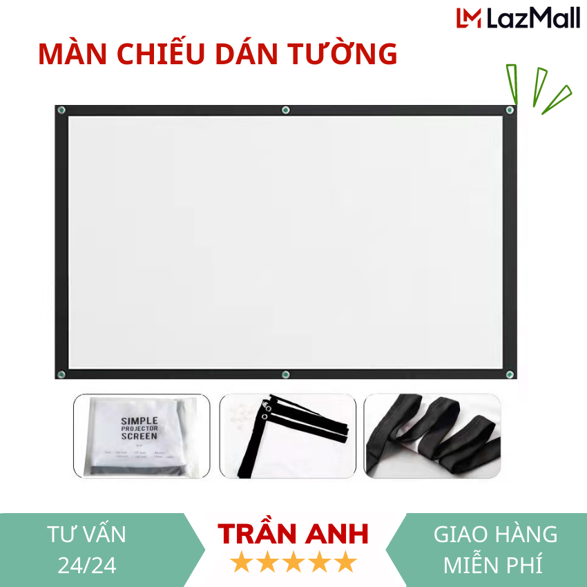 Màn chiếu Bosingwa 100inch/120inch vải màn chất lượng cao dễ dàng gấp lại không nhăn dễ di động chống ánh sáng thích hợp