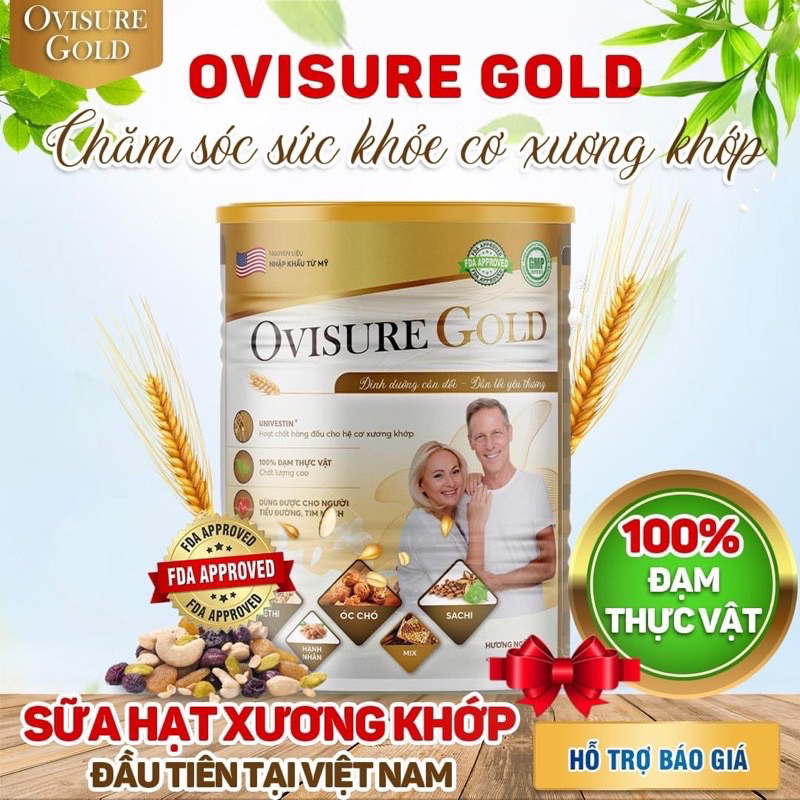 Combo 5 lon sữa hạt xương khớp Ovisure Gold 650g chính hãng date mới - Bổ sung canxi giúp xương chắc khỏe