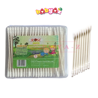 Tăm Bông Ngoái Tai Trẻ Em Rose Hộp Chử Nhật 160 Que Công Nghệ Nhật Bản