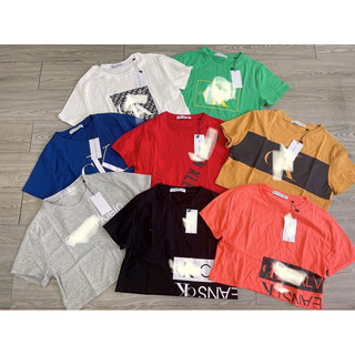 Áo thun croptop nữ chất cotton 2 chiều ,cổ tròn tay ngắn in chữ C..K.-hàng xuất