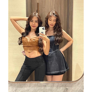 ĐẦM ỐNG JEAN XẾP LY EO