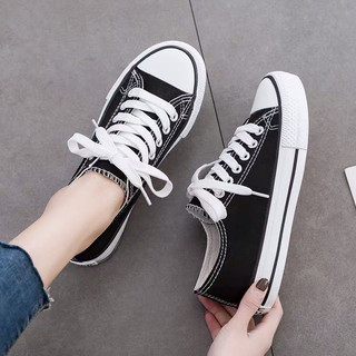 Giày thể thao nữ đi học sneaker đế bằng loại bigsize trắng đen Hàn quốc Haniva G001