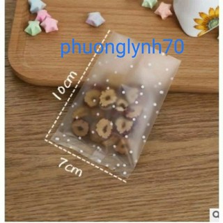 Túi đựng bánh quy ,bánh cookies hàn miệng Chấm bi -7*10cm(set 100 cái)
