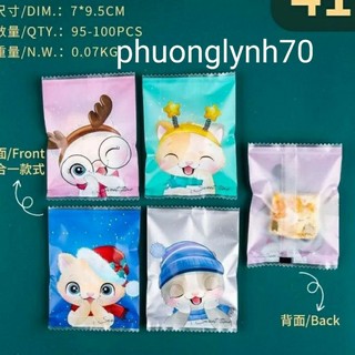 Túi bánh quy,cookies giáng sinh hàn miệng 7×10cm,sét 100 cái