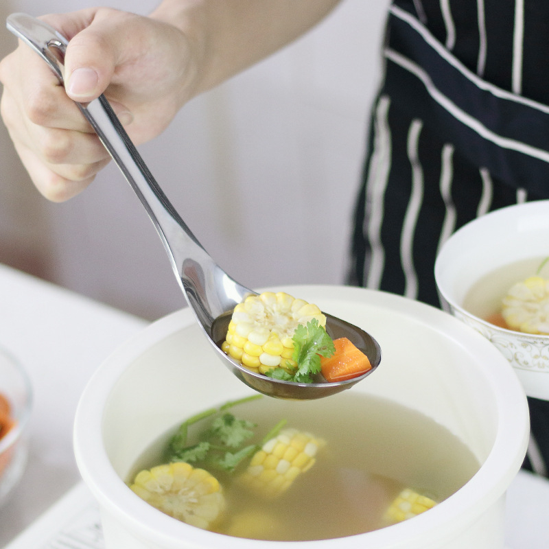 Muỗng Canh Lòng Sâu Inox VilaHome, Chất Liệu Inox Cao Cấp, Cán Mui Cong 23.5 cm HCC