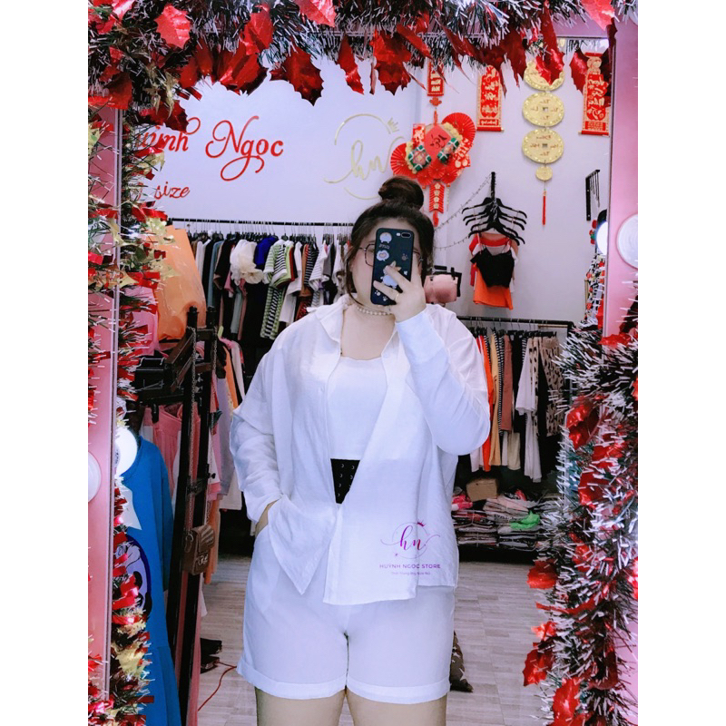 BIG SIZE  Set Đùi Sơ Mi Đi Biển 3 Món 60-90kg