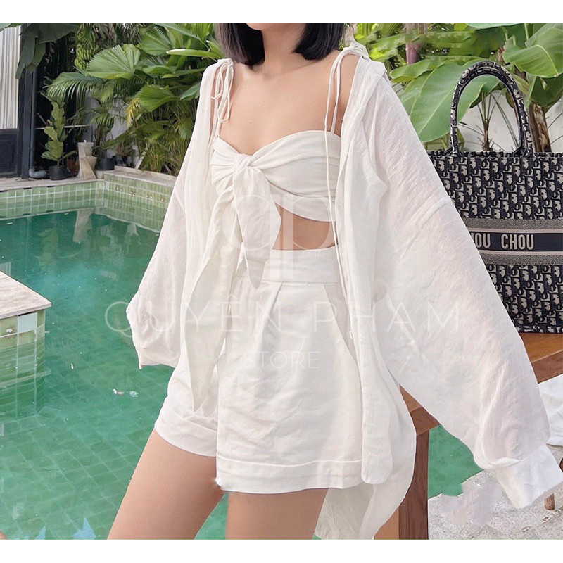 BIG SIZE  Set Đùi Sơ Mi Đi Biển 3 Món 60-90kg