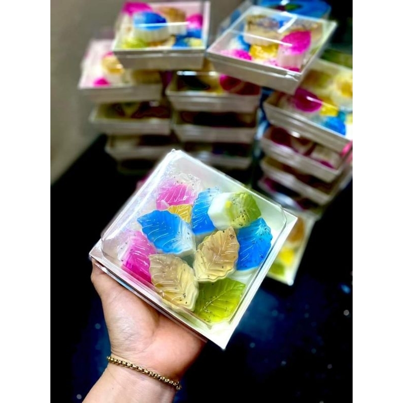 Set 50 hộp giấy kraft E1413 vuông nắp trong đựng bánh gato, bánh thạch rau câu, bánh hoa sen