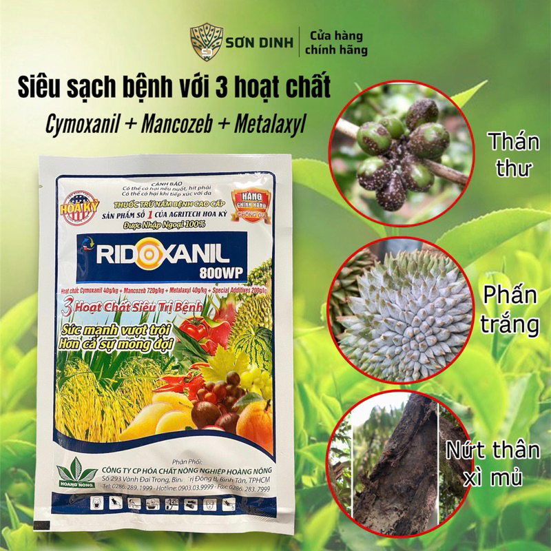 Thuốc trừ nấm bệnh hàm lượng cao Ridoxanil 800WP xì mủ, nứt thân, thối cành, thối trái, thán thư, nấ