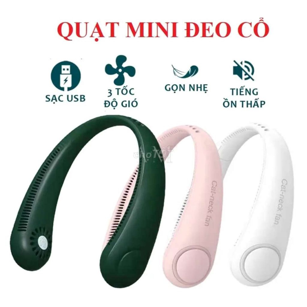Quạt Đeo Cổ USB Mini Tích Điện Không Cánh Tiện Lợi , Quạt Tích Điện Đeo Cổ HOT 2023