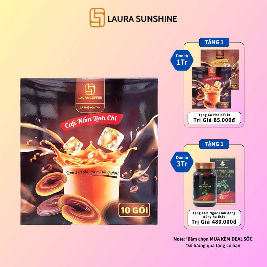 Cà phê nấm Linh chi Laura Coffee Hộp 10 gói - Laura Sunshine Nhật Kim Anh