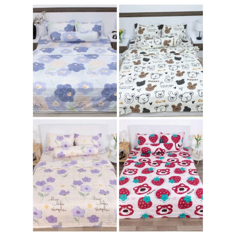 Bộ ga giường cotton Poly 4 món mẫu mã đầy đủ kích thước