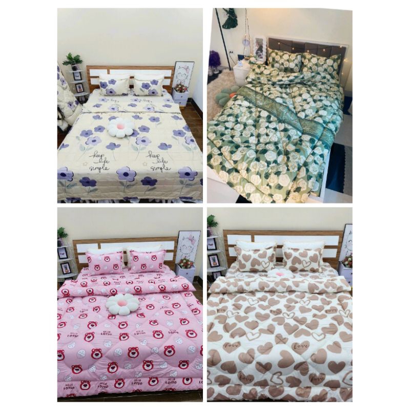 Bộ ga giường cotton Poly 4 món mẫu mã đầy đủ kích thước